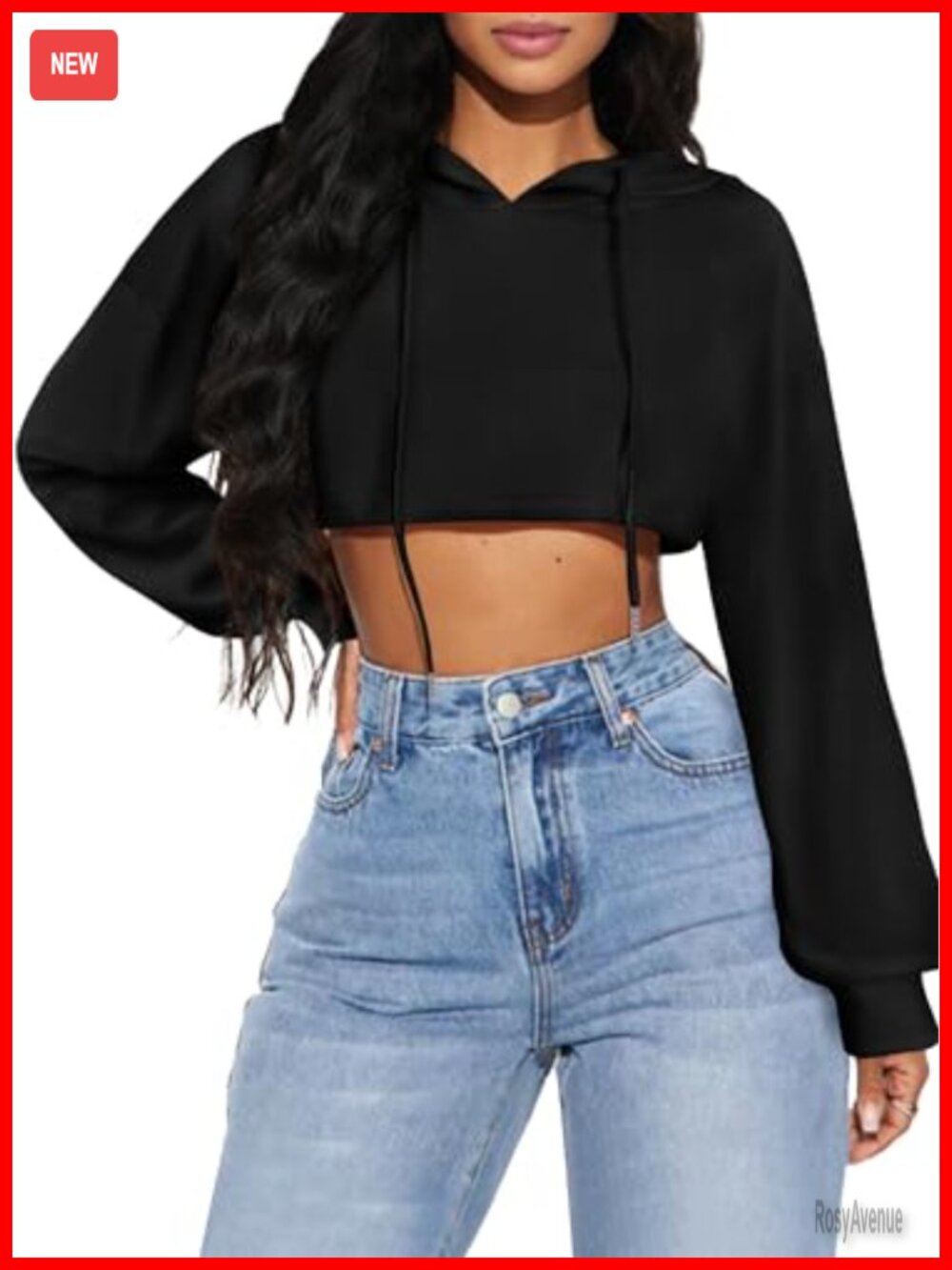 Cropped Hoodie Long Sleeve Pullover Sweatshirt for Women